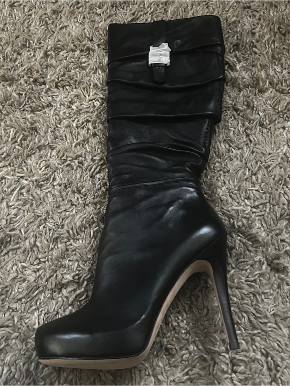 Charles David Black Leather Stiletto Knee Boot